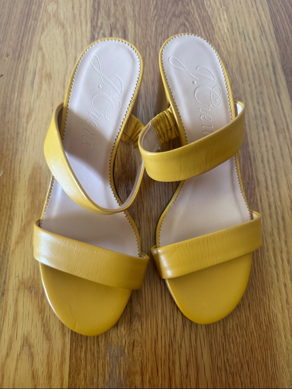 J. Crew Yellow Leather Double-Strap Block Heel Sandals